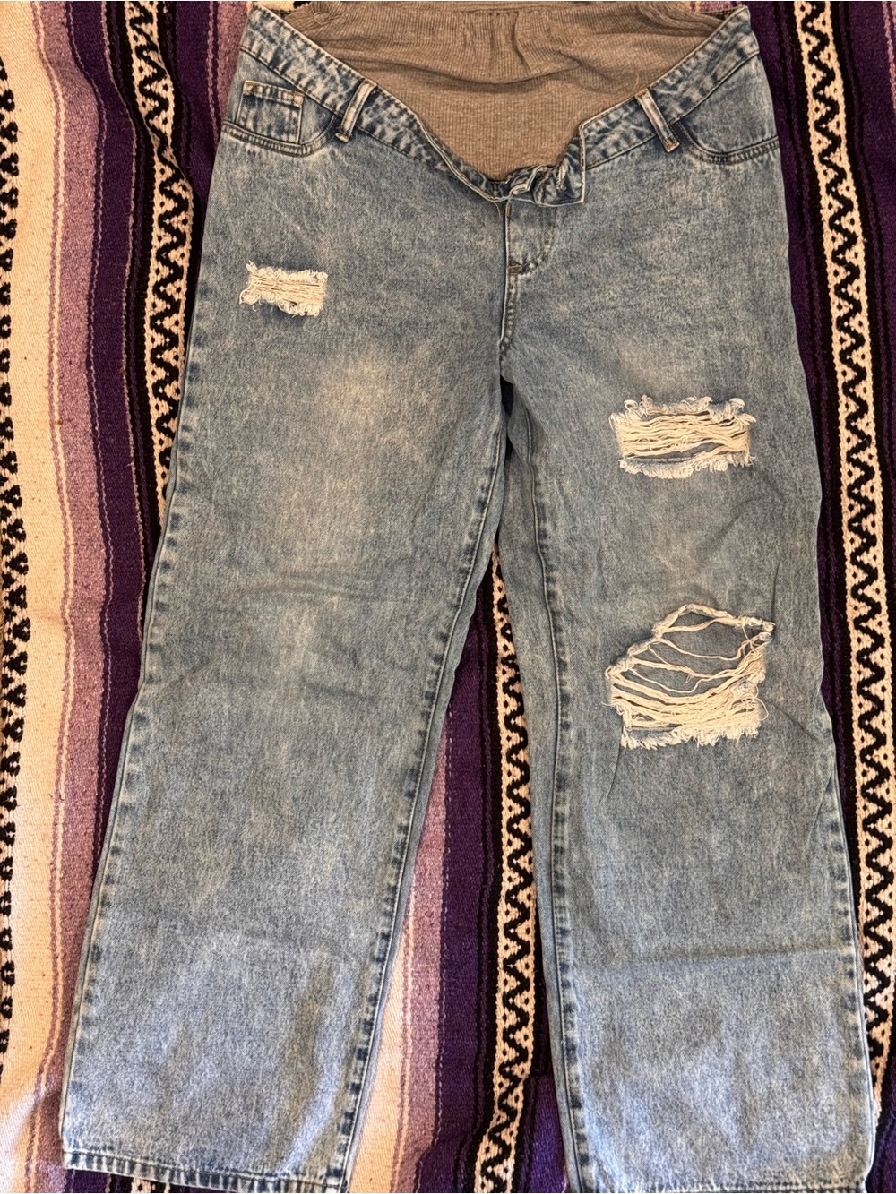 SHEIN Light Blue Distressed wide Leg Jeans